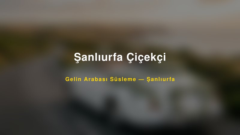 Şanlıurfa Çiçekçi Şanlıurfa Gelin Arabası Süsleme