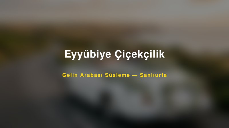 Eyyübiye Çiçekçilik Şanlıurfa Gelin Arabası Süsleme