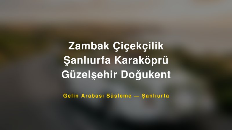 Zambak Çiçekçilik Şanlıurfa Karaköprü Güzelşehir Doğukent ile Trend Gelin Arabası Yazıları ve Konseptleri